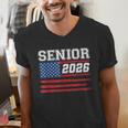 Class Of 2026 Senior Back To School American Flag Graduation Men's V-Neck T-Shirt