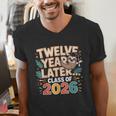 Class Of 2026 Senior Twelve Years Later Sloth Graduation Men's V-Neck T-Shirt