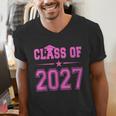 Class Of 2027 Pink Girls Shirt Graduation Men's V-Neck T-Shirt