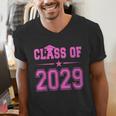 Class Of 2029 Pink Girls Shirt Graduation Men's V-Neck T-Shirt