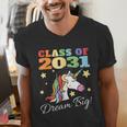 Class Of 2031 Magical Unicorn Graduation Cap Men's V-Neck T-Shirt