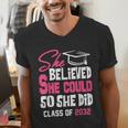Class Of 2032 She Believed She Could Kids Graduation T-Shirt Men's V-Neck T-Shirt