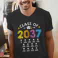 Class Of 2037 Grow With Me Checklist Graduation Men's V-Neck T-Shirt