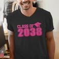 Class Of 2038 Pink Girls Growing Up School Memory Graduation Men's V-Neck T-Shirt
