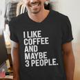 I Like Coffee Introvert Coffee Lovers Sarcastic Humor Men's V-Neck T-Shirt I Like Coffee Introvert Coffee Lovers Sarcastic Humor Men's V-Neck T-Shirt