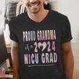 Colorful Proud Grandma 2024 NICU Graduate Baby Graduation Men's V-Neck T-Shirt