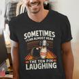 Cool Bowling Men Dad Bowler Fun Crazy Best Bowling Men's V-Neck T-Shirt