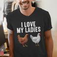 Cool Chicken Art For Men Women Dad Rooster Chicken Farmer Men's V-Neck T-Shirt
