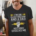 Cool Electrician For Men Dad Professional Electrician Men's V-Neck T-Shirt