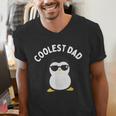 The Coolest Dad Cool Penguin By Dangerous Dad Men's V-Neck T-Shirt