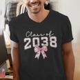 Coquette Bow Preppy Class Of 2038 Girly Girl 2038 Graduation Men's V-Neck T-Shirt