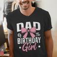 Coquette Pink Bow Men Dad Of The Birthday Girl Men's V-Neck T-Shirt Coquette Pink Bow Men Dad Of The Birthday Girl Men's V-Neck T-Shirt