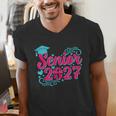 Coquette Pink Bow Senior 2027 Class Of Graduation Men's V-Neck T-Shirt