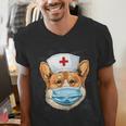 Corgi Dog Nurse RN Nursing School Graduation Men's V-Neck T-Shirt