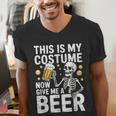 This Is My Costume Give Me A Beer Shirt Men Dad Halloween Men's V-Neck T-Shirt