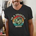 In A Crappie Mood Retro Fishing Sarcastic Dad Men's V-Neck T-Shirt