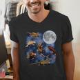 Crested Gecko Moon Retro Reptile Mom Dad Breeder Lover Men's V-Neck T-Shirt