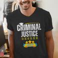 Criminal Justice Degree Graduation Senior Celebration Grad Men's V-Neck T-Shirt