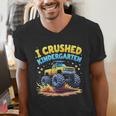 I Crushed Kindergarten Monster Truck Graduation Boys Kids Men's V-Neck T-Shirt
