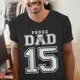 Custom Proud Volleyball Dad Number 15 Personalized For Men Men's V-Neck T-Shirt