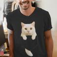 Cute Cat Pocket Cat Mom Cat Dad Cat Lover Men's V-Neck T-Shirt Cute Cat Pocket Cat Mom Cat Dad Cat Lover Men's V-Neck T-Shirt