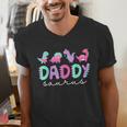 Cute Daddy Saurus Dad Dinosaur Birthday Boy Girl Family Men's V-Neck T-Shirt