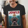 Cute English Mastiff Jowls Burger Bullmastiff Dog Mom Dad Men's V-Neck T-Shirt