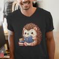 Cute Hedgehog Book Lover Readers Animal Reading Men's V-Neck T-Shirt