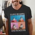 Cute Penguin Reading Book School Librarian Teacher Student Men's V-Neck T-Shirt