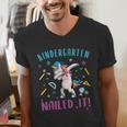 Dabbing Kindergarten Unicorn Graduation Class 2021 Nailed It Men's V-Neck T-Shirt