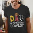 Dad 1st Birthday Cowboy Western Dad Birthday Boy Men's V-Neck T-Shirt