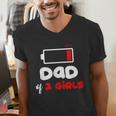 Dad Of 2 Girls Low Battery Daddy Of Two Girls Father Men's V-Neck T-Shirt