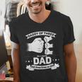 Dad Of 3 Cool Daddy Of Three Fathers Day Dad Of Three Men's V-Neck T-Shirt