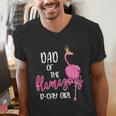 Dad Of B-Day Girl Flamazing Pink Flamingo Birthday Party Men's V-Neck T-Shirt Dad Of B-Day Girl Flamazing Pink Flamingo Birthday Party Men's V-Neck T-Shirt