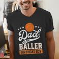 Dad Of The Baller Birthday Boy Basketball Themed Party Men's V-Neck T-Shirt Dad Of The Baller Birthday Boy Basketball Themed Party Men's V-Neck T-Shirt