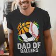 Dad Of Ballers Baseball Soccer Basketball Dad Men's V-Neck T-Shirt