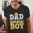 Dad Of The Birthday Boy Construction Birthday Party Hat Men Men's V-Neck T-Shirt
