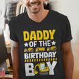 Dad Of The Birthday Boy Construction Theme Party Matching Men's V-Neck T-Shirt