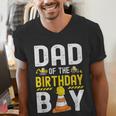 Dad Of The Birthday Boy Construction Worker Bday Men's V-Neck T-Shirt