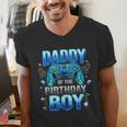 Dad Of The Birthday Boy Cool Gamer Video Game Birthday Men's V-Neck T-Shirt