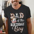 Dad Of The Birthday Boy Cow Farm 1St Birthday Boy Men's V-Neck T-Shirt