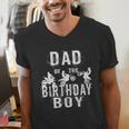 Dad Of The Birthday Boy Dirt Bike B-Day Party Men's V-Neck T-Shirt