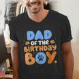 Dad Of The Birthday Boy Dog Lover Family Matching Men's V-Neck T-Shirt