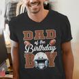 Dad Of The Birthday Boy Football Party Family Matching Men's V-Neck T-Shirt