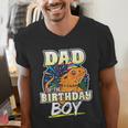 Dad Of Birthday Boy Kids Reptile Birthday Party Men's V-Neck T-Shirt Dad Of Birthday Boy Kids Reptile Birthday Party Men's V-Neck T-Shirt