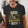 Dad Of The Birthday Boy Matching Construction Crew B-Day Men's V-Neck T-Shirt Dad Of The Birthday Boy Matching Construction Crew B-Day Men's V-Neck T-Shirt