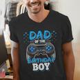 Dad Of The Birthday Boy Matching Video Gamer Birthday Party Men's V-Neck T-Shirt