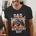 Dad Of The Birthday Boy Monster Truck Birthday Men's V-Neck T-Shirt