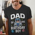 Dad Of The Birthday Boy Police Car Policeman Police Officer Men's V-Neck T-Shirt