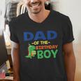 Dad Of The Birthday For Boy Saurus Rex Dinosaur Party Men's V-Neck T-Shirt